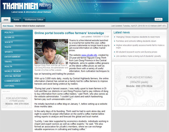 Online portal boosts coffee farmers’ knowledge